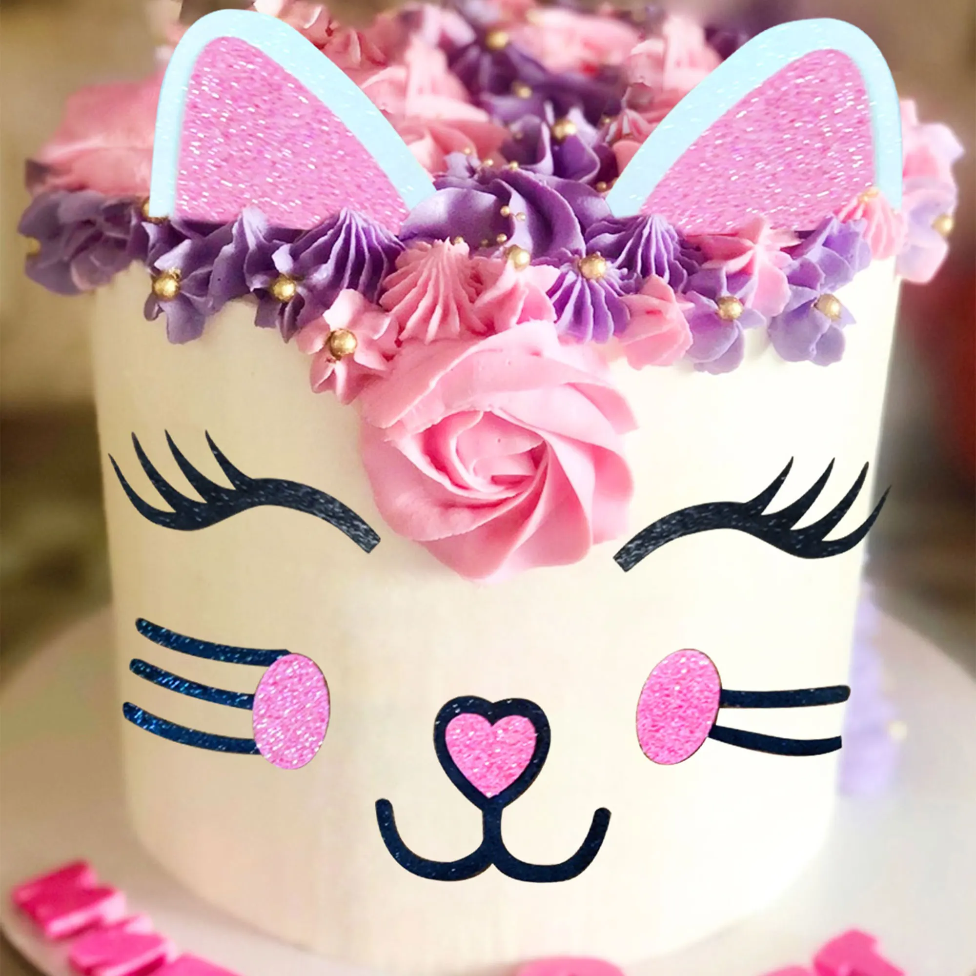 LaVenty Kitty Cat Birthday Cake Topper Kitty Cat Cake Decoration for Girl