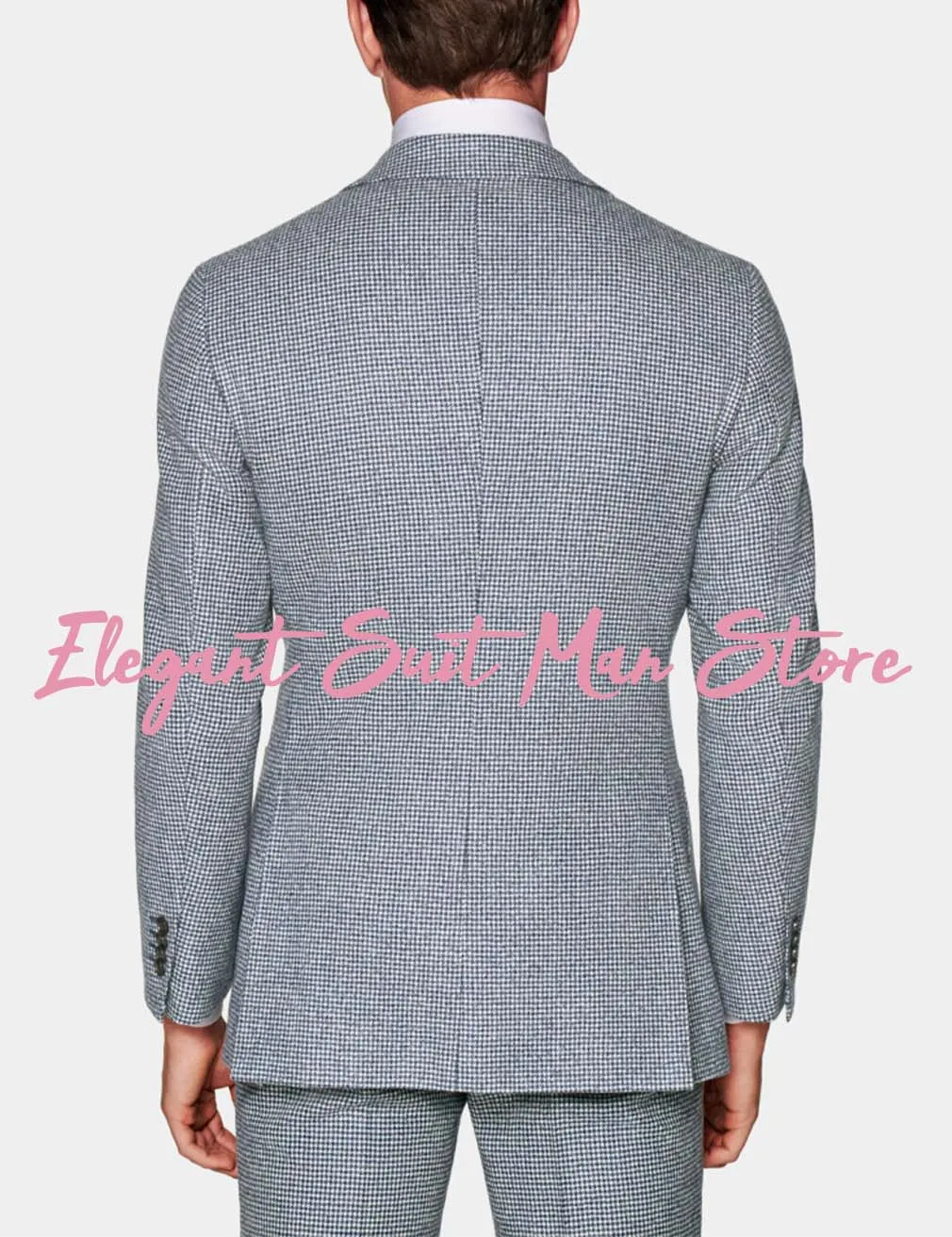 Costume pied-de-poule noir et gris pour hommes, 2 pièces, un bouton, revers, coupe cintrée, formel, décontracté, fête, mariage, smoking (Blazer + pantalon)