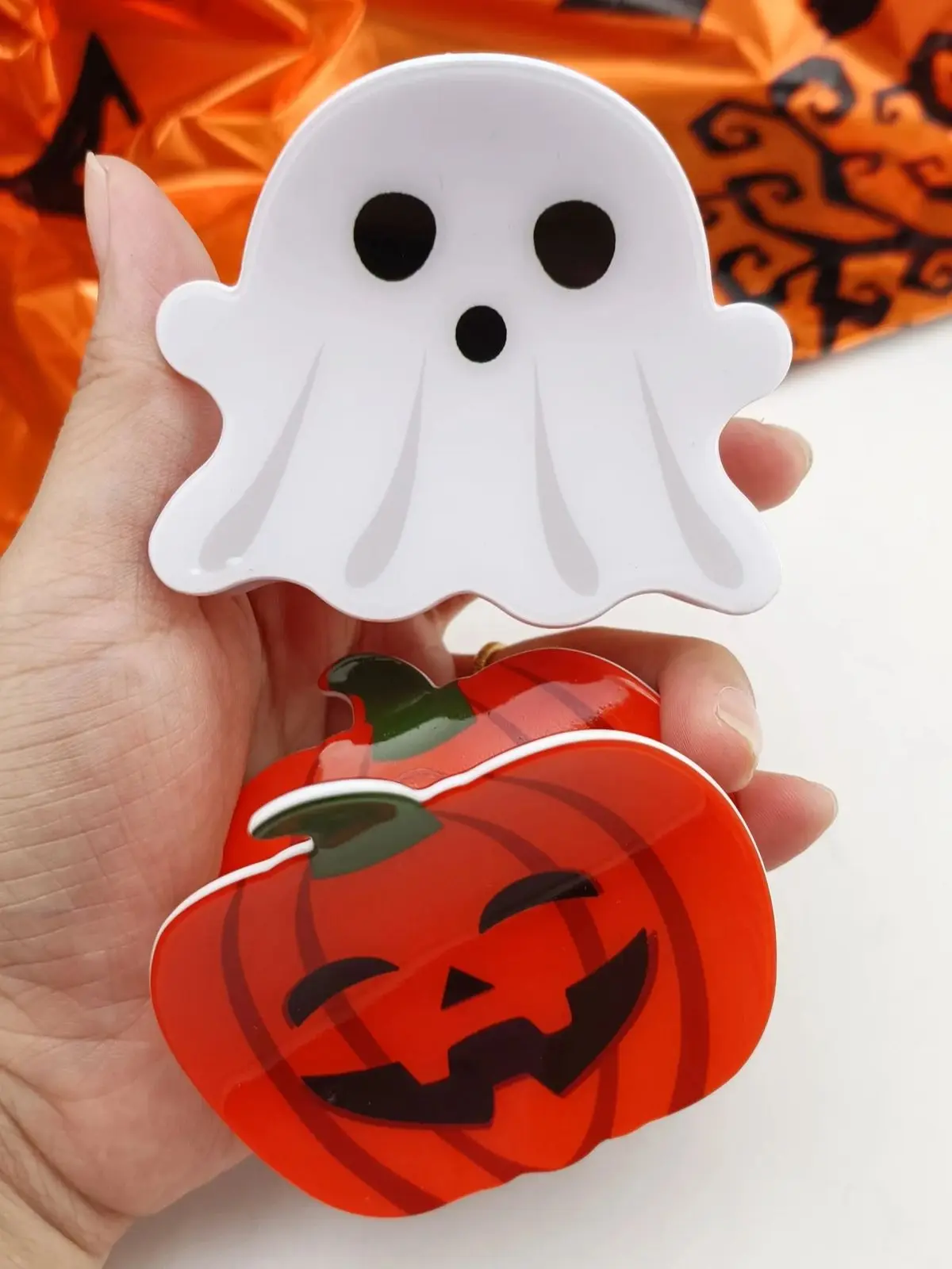1PCS Halloween Haar Zubehör Geist Haar Clip für Frauen Mädchen Rote Hörner Haarnadel Schädel Klaue Y2K Gothic Haar schmuck – Detail 1