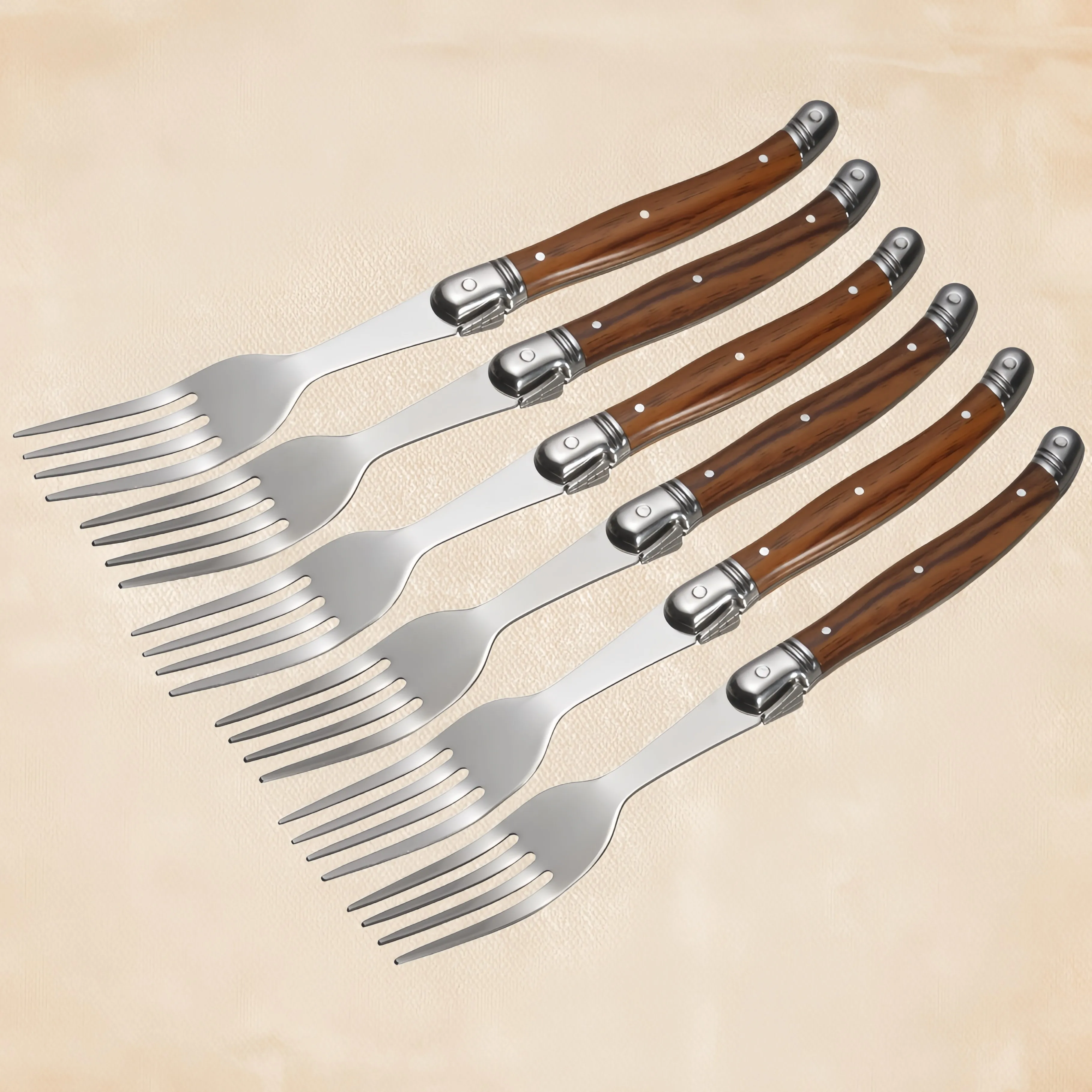 1/4/6/8 P Serrated Steak Knives Set And Fork Set Cutlery Solid Full Tang Steel Table Sharp Handle Cutlery Laguiole Knife Set