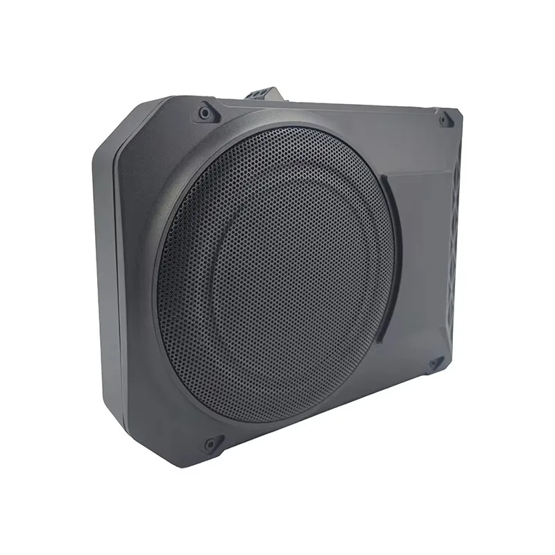 Active ultra-thin car audio system with wooden box plush cover installed under the seat