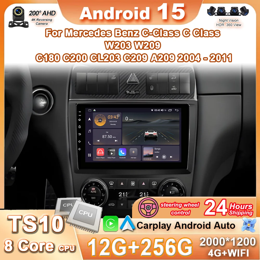 Carplay For Mercedes Benz C-Class C Class W203 W209 C180 C200 CL203 C209 A209 2004 - 2011 Car Radio Multimedia Player Stereo GPS