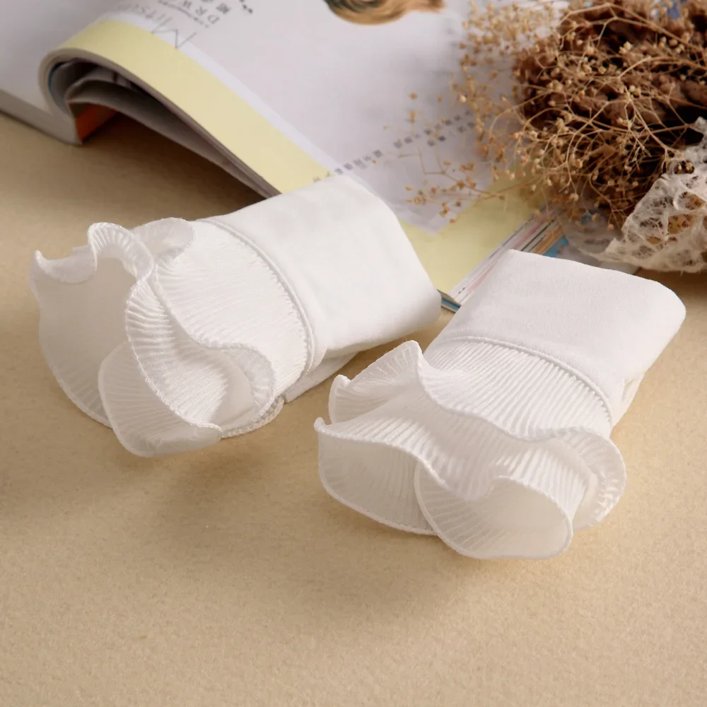 1 Pair White Pleated Sleeves for Woman Adjustable Size Decorative Detachable Sleeves Woman Clothing Accessories