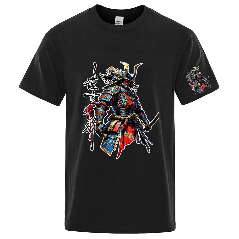 Street-style Samurai Pattern Logo Print 2026 Mens Solid Color Ultra-Light T-shirt Quick-Dry Breathable Sweat-Wicking Fitness Top