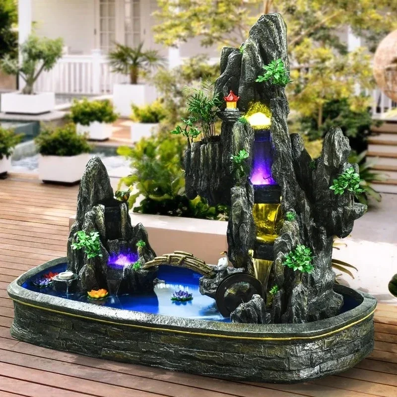 S  Rockery water fountain fish pond landscape balcony terrace top floor garden courtyard set living room sun room ornament
