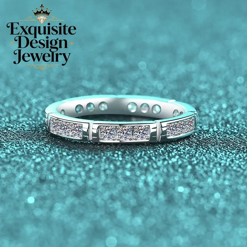 Bamboo Knot Pattern Platinum Pt950 Rings with All Moissanite 0.525ct Shiny Unique Show Your Personality Fine Jewelry for Women