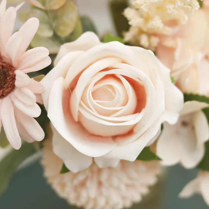 Ramo de flores artificiales de seda, Hortensia de margaritas, decoración de diente de león para el hogar, sala de estar, boda, arreglo navideño, plantas