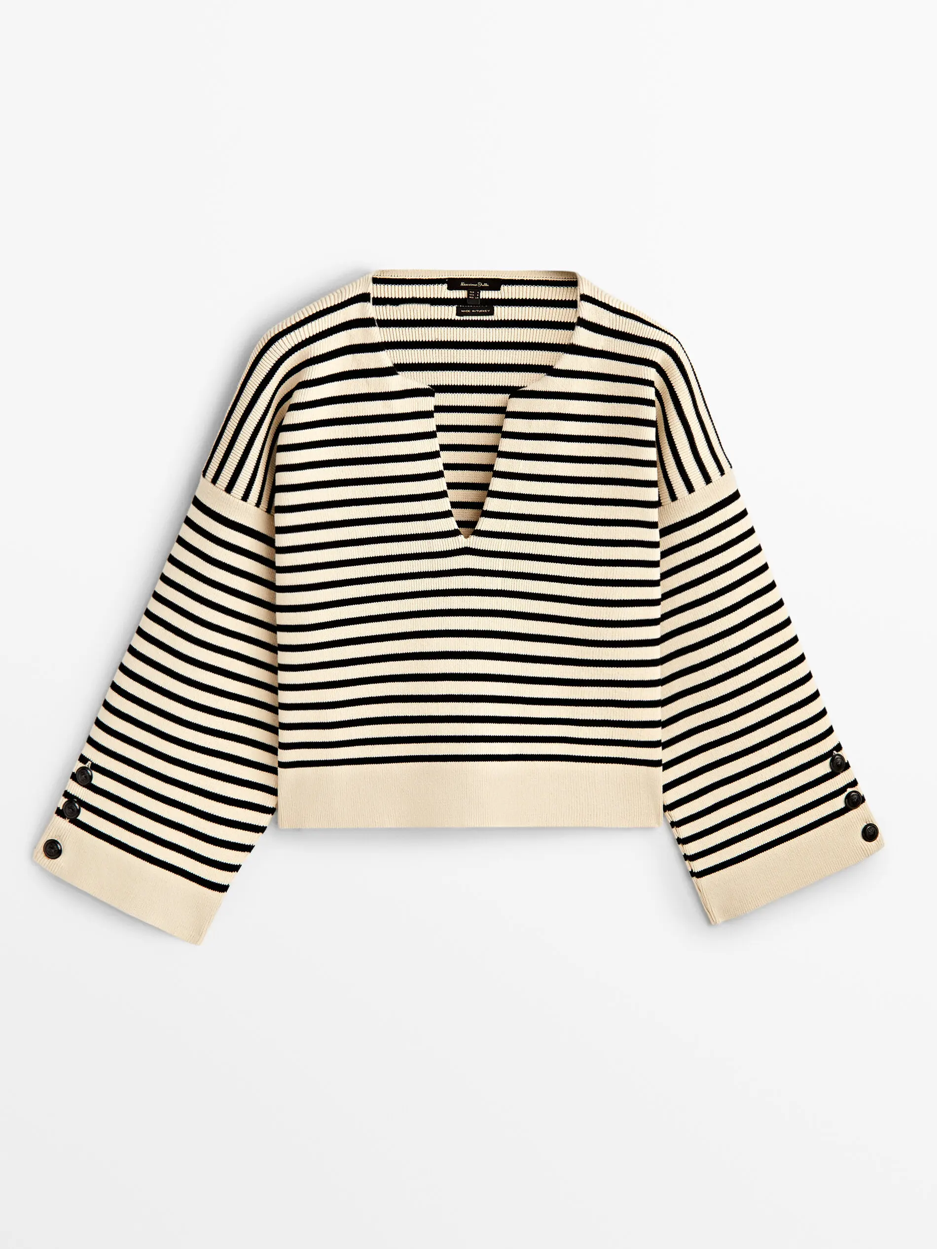 Ethereal MD 2023 autumn new style of Temperament striped knit V-neck loose long-sleeved sweater