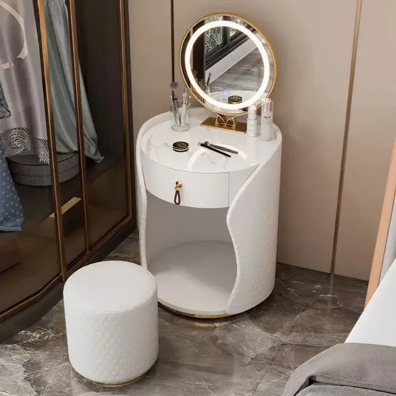 Round mini light luxury makeup small apartment modern princess simple bedroom small Internet celebrity Nordic dresser
