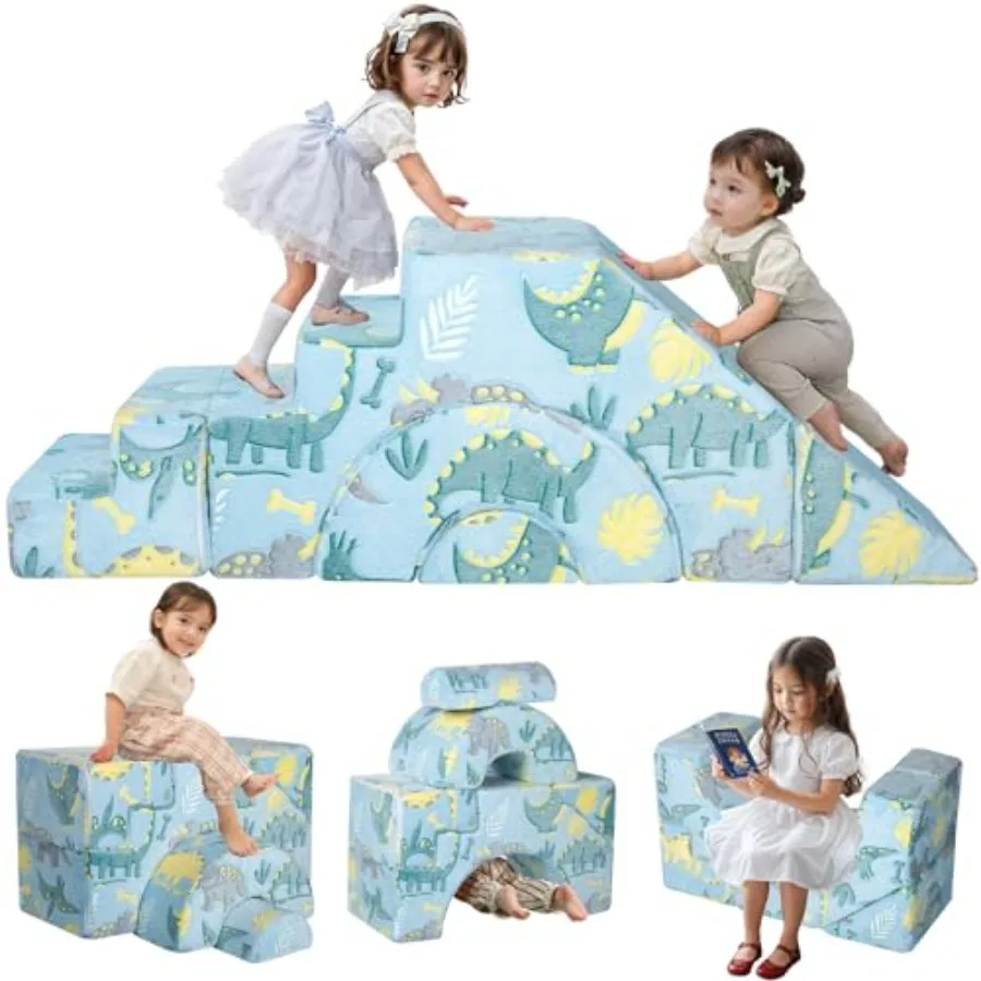 Foam Climbing Toddler Couch Modular Sofa with Slide Stair Convertible Baby Couch for Playroom Sectional Furniture for Crawling