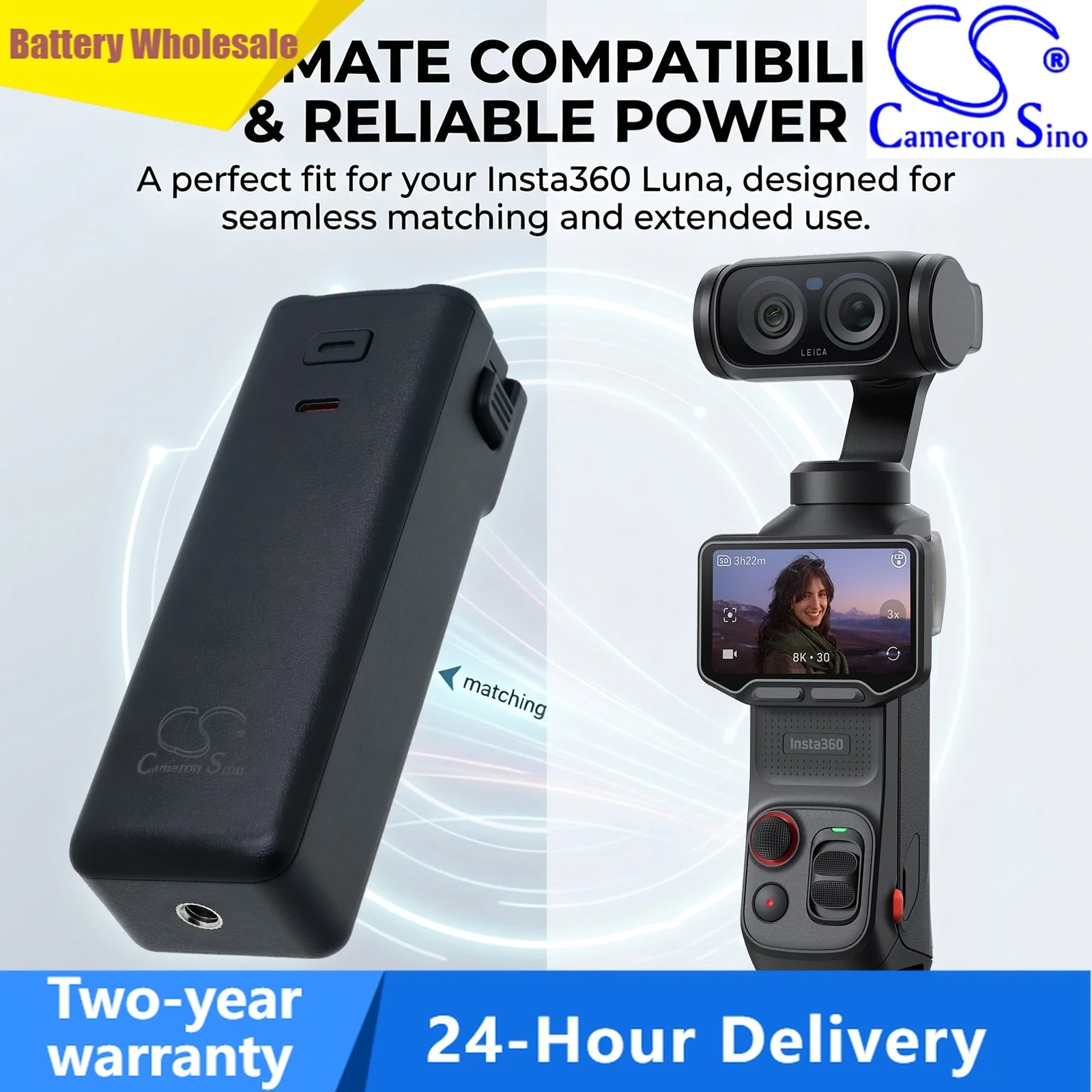 Cameron Sino 3.7V 5800mAh Replacement Camera Battery for Insta360 Luna HYD136