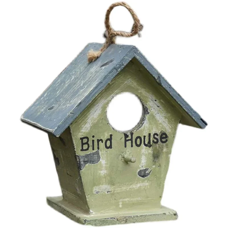 American country wood retro old house bird house garden garden ornaments gardening groceries pendant