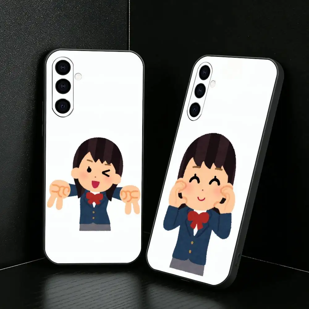 Cute I-IrasutoyaS Grils Phone Case For Samsung Galaxy A73,A72,A71,A70,A52,A51 Others Soft Black Cover