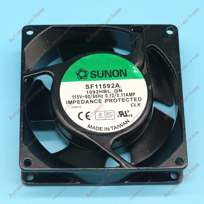 Ventilador Axial SUNON AC 110V Nuevo de Marca A+, 110mA, 92x92x25 mm, SF11592A-1092H BL.GN