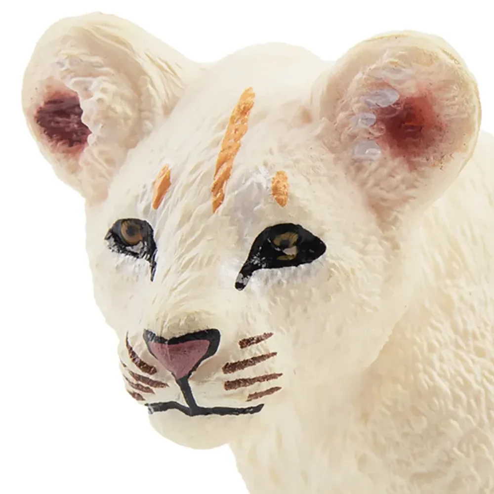 Toymany simulação em pé leão branco filhote vida selvagem modelo animal brinquedo mini figuras bonecas estatuetas de ação brinquedos crianças presente