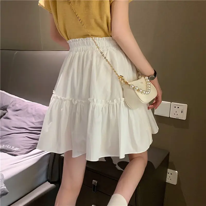 Mini Skirt A Line Pleated Skirt Women Girl White Black Korean Fashion Clothes Clothing Kawaii Cute Style Fairy Core Fairycore