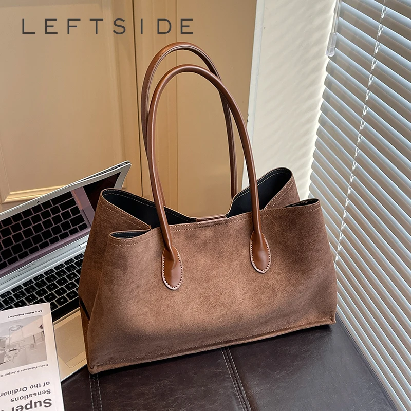 

LEFTSIDE Design PU Leather High Capacity Shoulder Bags for Women 2025 New Winter Tote Bag Females Retro New ​Luxury Handbags