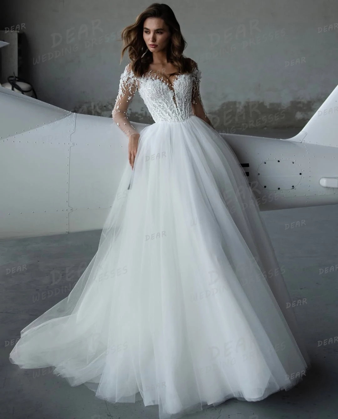 

Simple Boho Wedding Dresses Women's A Line Appliques Bridal Gowns Elegant Long Sleeve Sweetheart Vestidos De Novia Customized