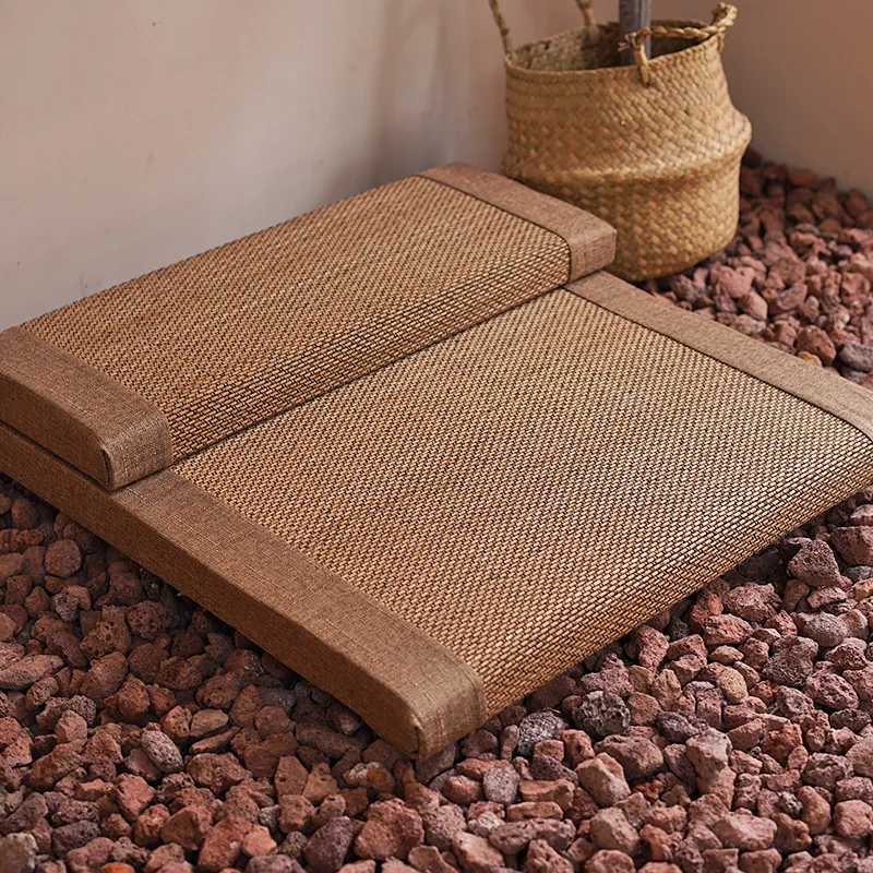 النمط الياباني غرفة الركوع وسادة اليوغا حصيرة الخيزران الطبيعي الحرير التأمل حصيرة للمنزل تنفس مريحة غرفة الشاي وسادة