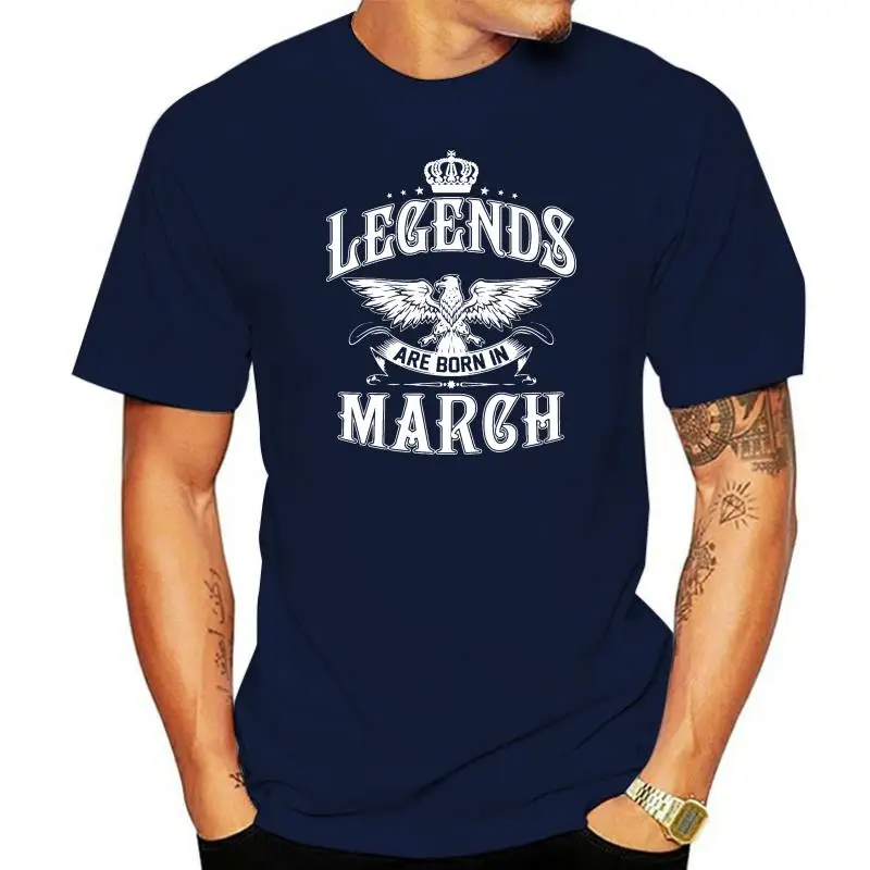 Men's Tees Legends Are Born In March Printing T Shirts Men's 100% Cotton Crew Neck T-Shirt 2022 Fashion Short Sleeve Big Size