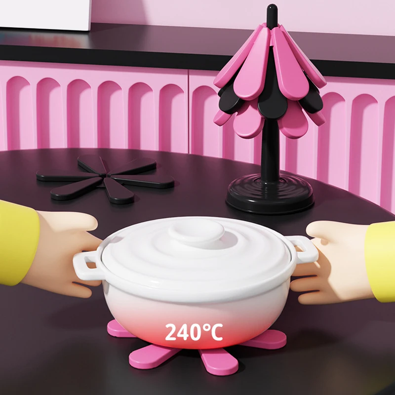 240 ° C Tree Design Untersetzer Teetasse Matte Anti Verbrühungen Hitzebeständige Tisch Topf Matte Isolierung Untersetzer Silikon Tischsets