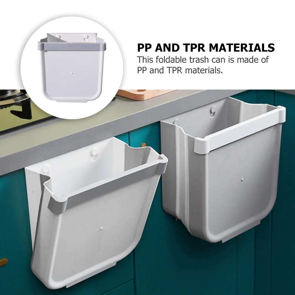 

Foldable Trash Bin Wall Mounted Kitchen Garbage Bin PP Material Large Trash Can Capacity Storage Container