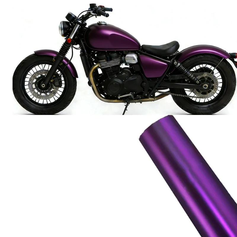 PET Ultra Matte Ghost Black Purple Metallic Vinyl Wrap Film With Air Release Self Adhesive Car Motorcycle Bicycle Sticker Decal