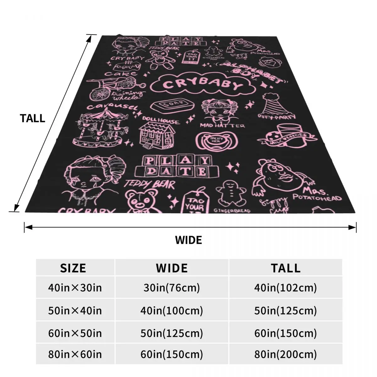 Crybaby Melanies Martinez Blanket Fleece Spring Autumn Portable Lightweight Thin Throw Blankets for Bedding Couch Bedspread