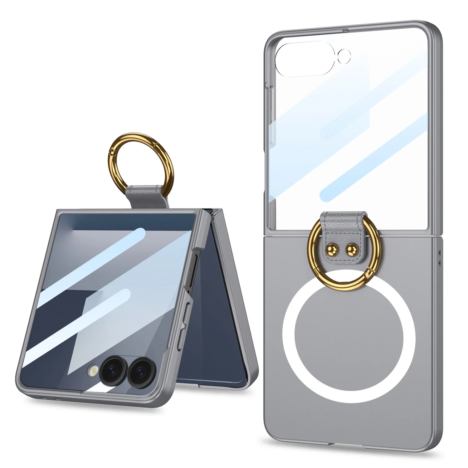 

Magnetic Case for Samsung Galaxy Z Flip 7 – Built-in Screen Protector, Ring Kickstand, Wireless Charging Compatible