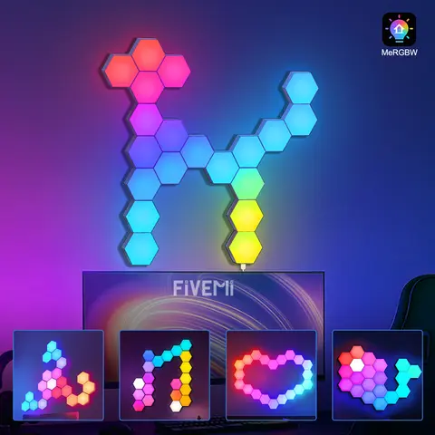 20/12/8/3팩 육각형 조명 벽 RGB 패널 스마트 APP 육각형 모듈형 게임 조명 야간 음악 동기화 벌집 조명 침실
