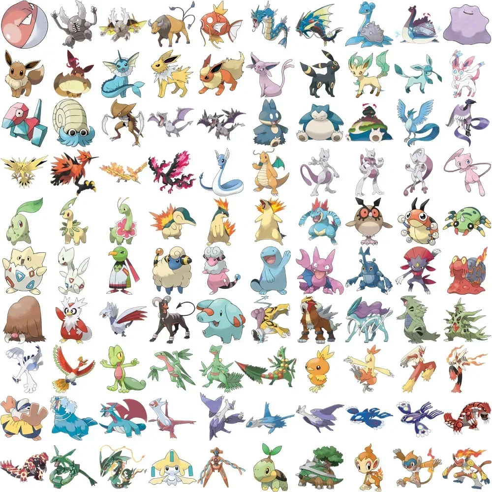 100/200 قطعة لطيف بيكاتشو بوكيمون ملصقات Kawaii محمول ملصقات الهاتف طفل هدية حقيبة سكيت الغيتار ألعاب كرتونية