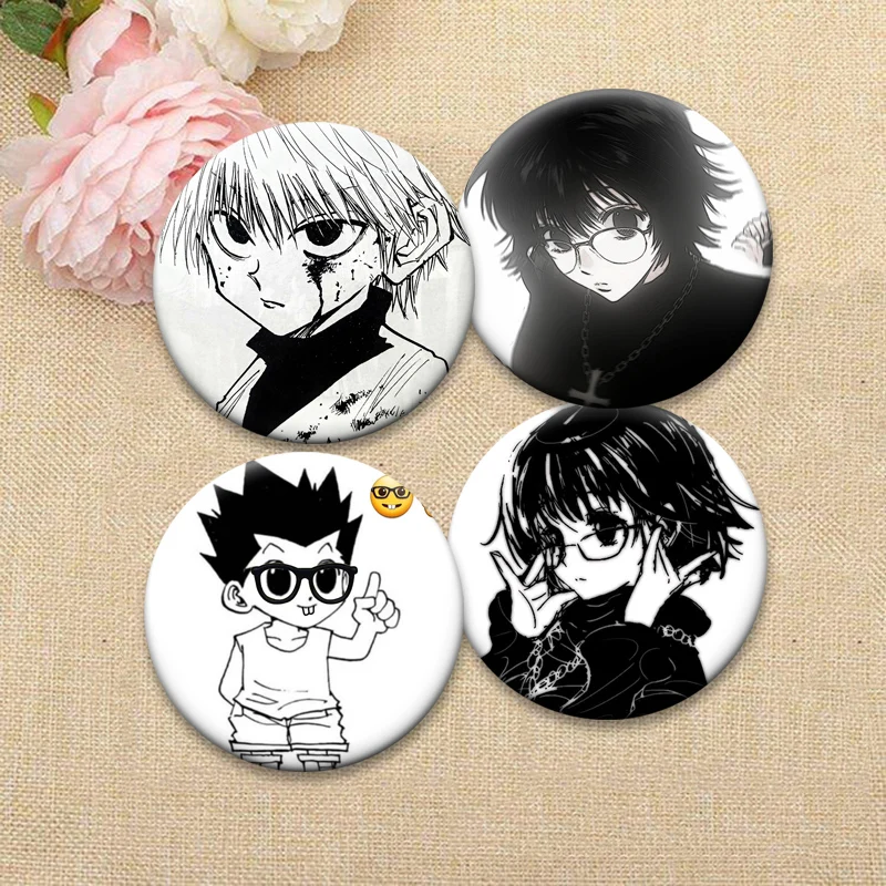 دبابيس المينا الكرتونية المستديرة أنيمي هنتر X هنتر دبابيس Zoldyck كيلوا كورابيكا Freecss غون شارة حلية أنيقة يومية