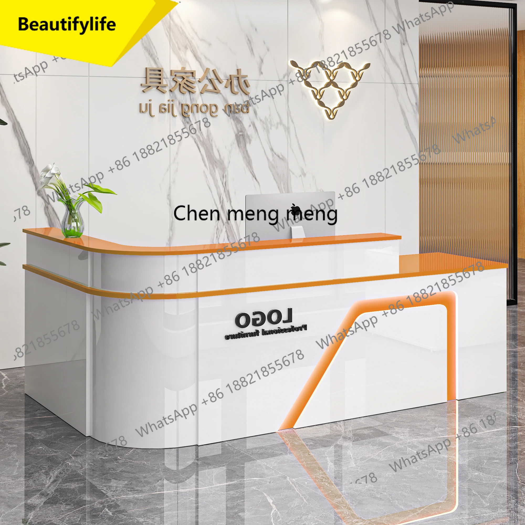 M46 결제대 접수대 프론트 데스크 바 매장 작은 곡선형 코너 미용실 슈퍼마켓