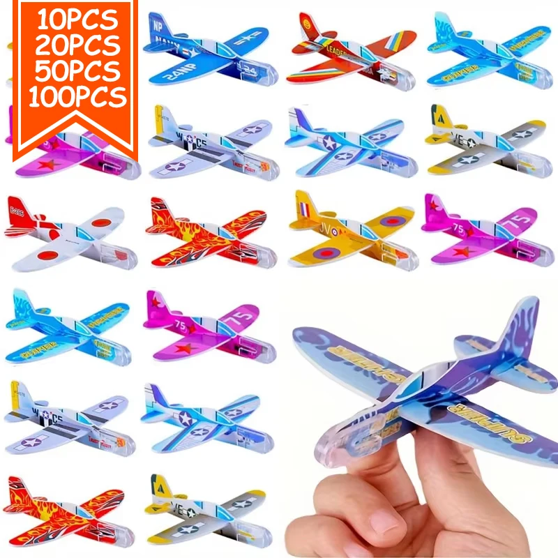 10/100Pcs Kids Party Supplies DIY Multicolor Foam Airplane Boys Birthday Party Souvenirs Pinata Filler Kindergarten Prize Toys