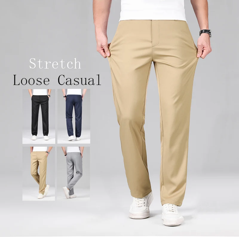 Korean Classic Comfortable Thin Breathable Stretch Loose Straight Style Business Male Trousers Brand Men's Clothing Casual Pants