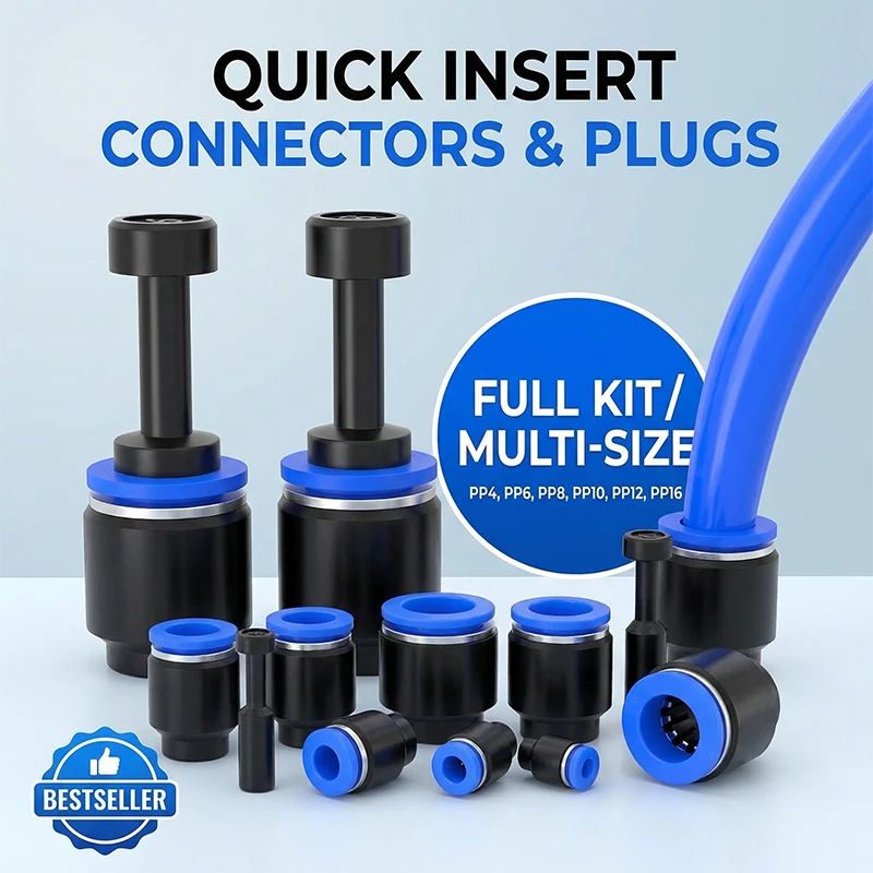 

100 шт. -4/6/8/10/12 мм Пневматические быстроразъемные фитинги из нейлона, ПП, ППФ для шлангов и трубок, пылезащитные соединители для пневмопроводов