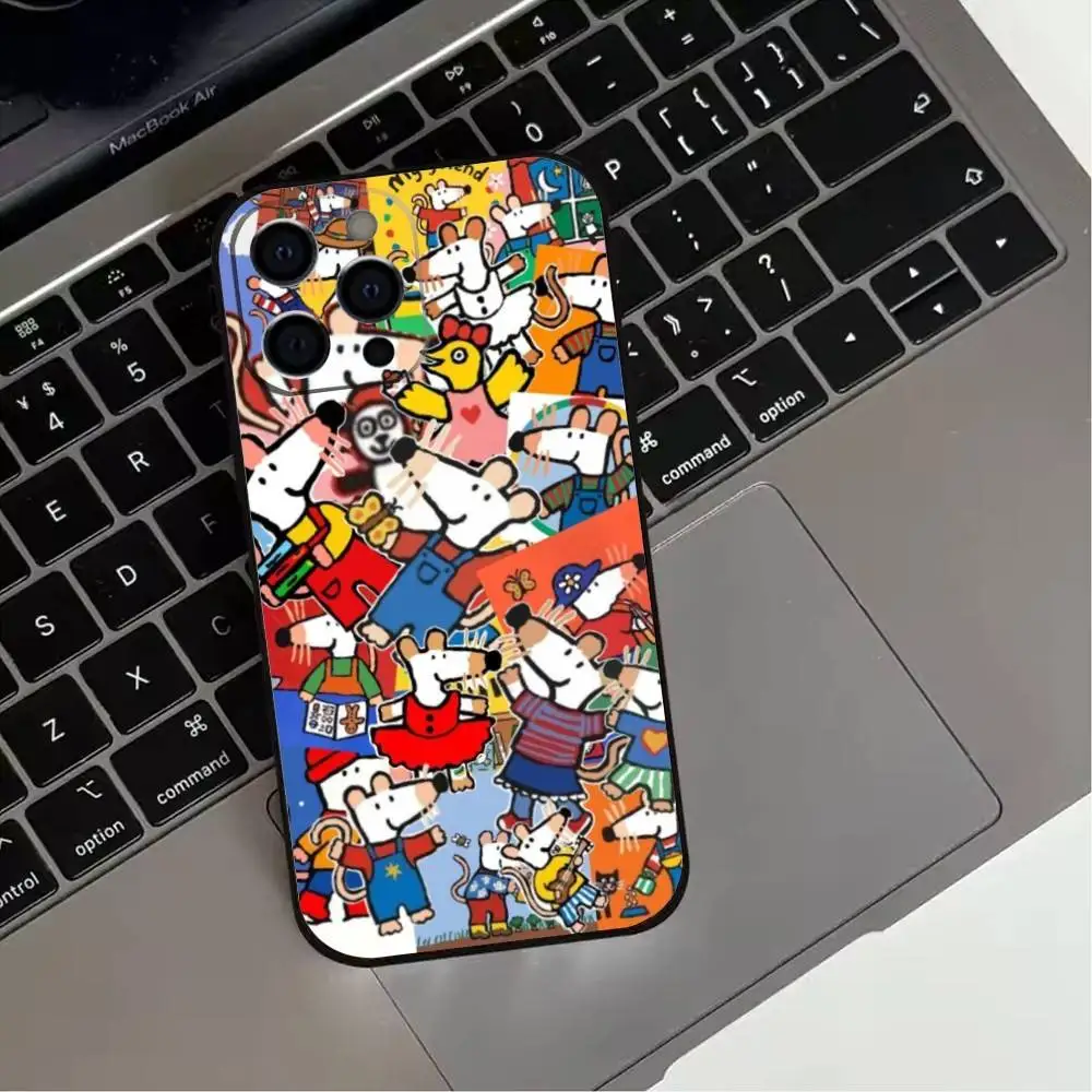 Mouse Playful Universe Phone Case For iPhone 17,16,15,14,13,12,11 Plus,Pro Max,XS,Soft Silicone Black Cover