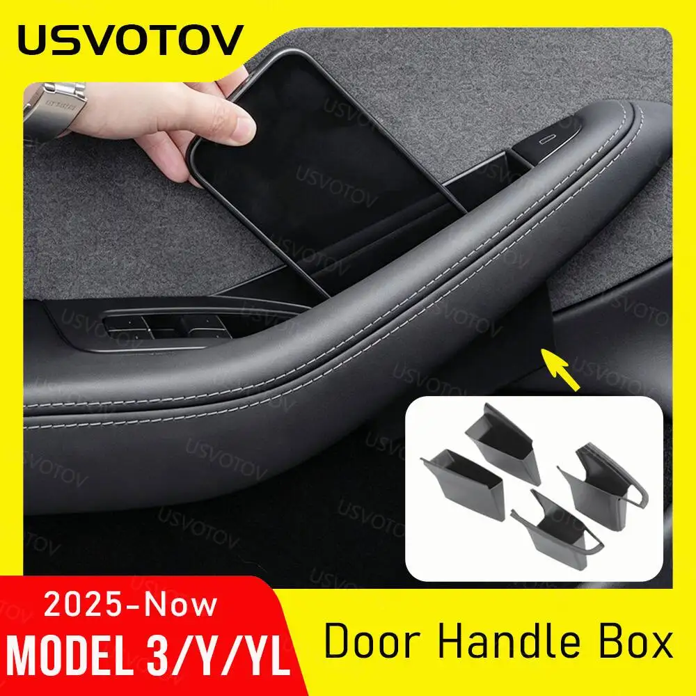 for 2026 2025 Tesla Model Y Juniper Model 3 YL Door Side Storage Box Center Console Organizer Door Handle Tray Bins Accessories