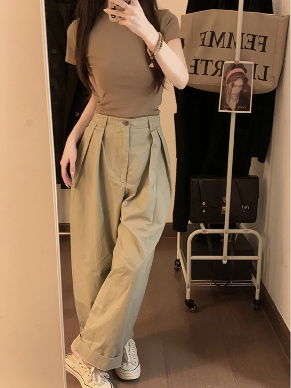 Versatile Workwear Wide Leg Suit Pants Women's Autumn 2024 New High Waisted Slim Design Casual Pants