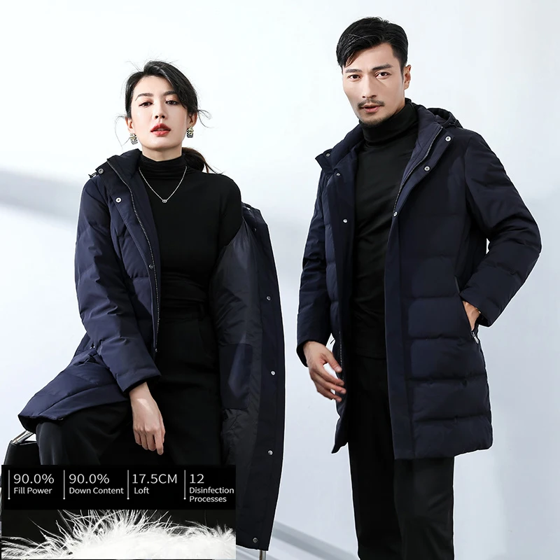 

Unisex White Goose Down Coat with Removable Hood, 3-Proof Tech Fabric, Essential for Skiing