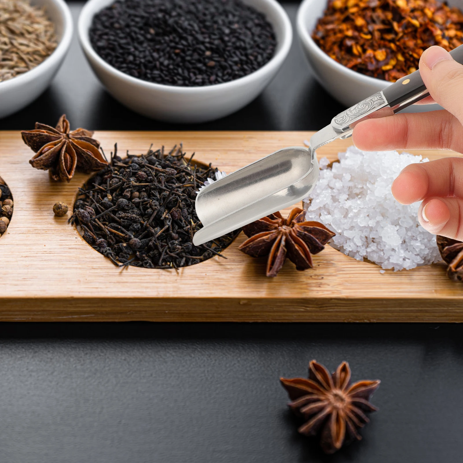 

Wooden Handle Metal Spoon Retro Kitchen Coffee Bean Scoop Tea Leaf Spoon For Loose Tea Sugar Scoop Design