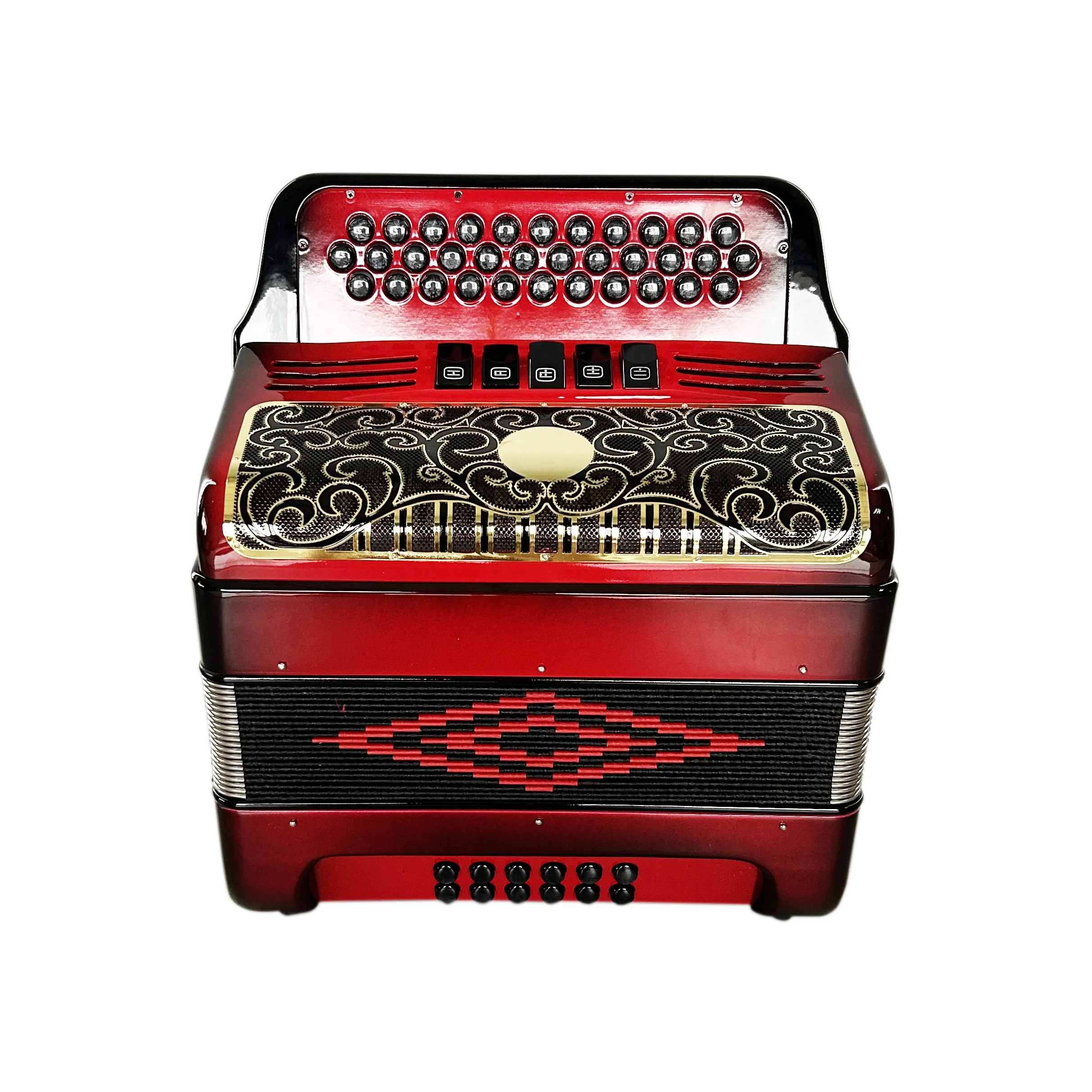 SEASOUND OEM Professional 34 Buttons 12 Bass 5 Registers Fashion Red And Black Accordion Instrument Acordeon JB3412D