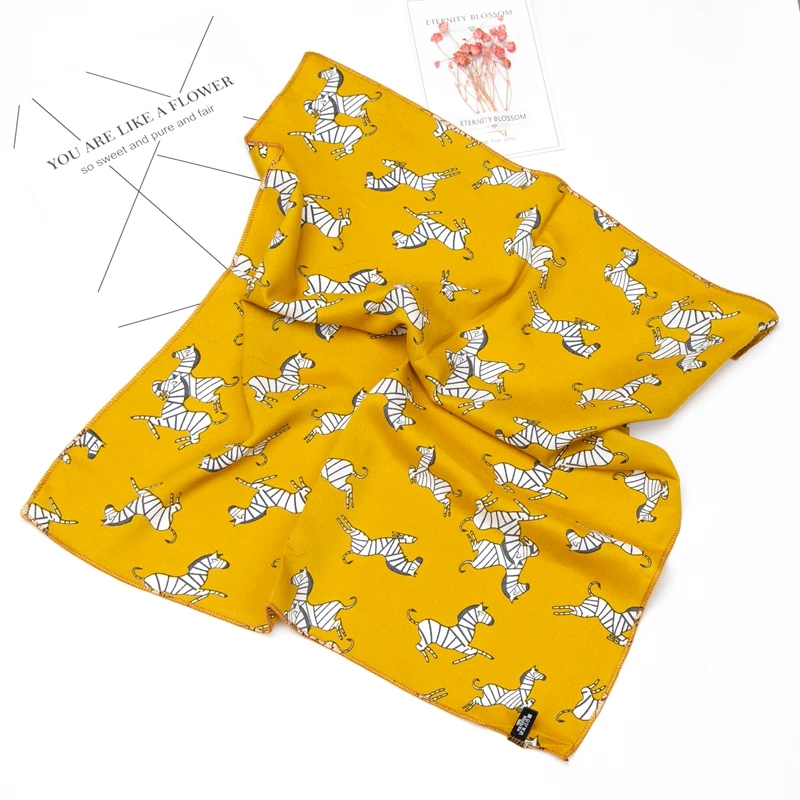 New Women Small Satin Luxury Scarf Square Print Wrap Foulard Femme Handkerchief Bandana Neck Hair Skinny Tie Scarves Shawls