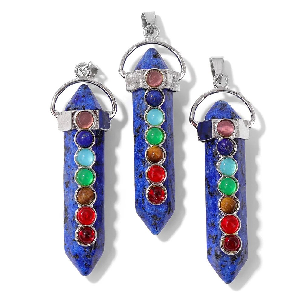 5PCS Natural Lapis Lazuli Gem Pendant Healing Power Stone Connector Charms For Wisdom Health Prosperity Jewelry Necklace DIY - view 3