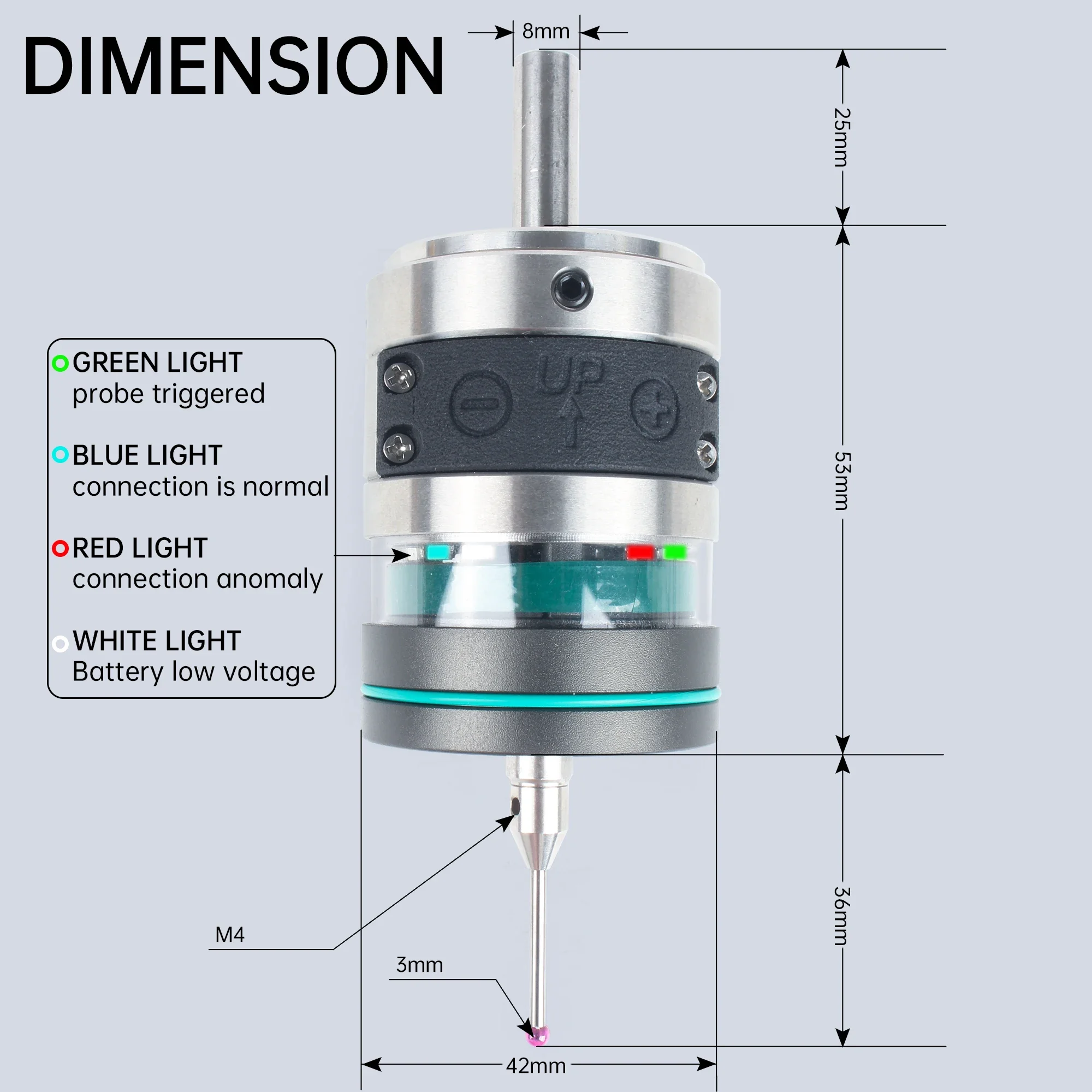 GP-800 Wireless Probe Tool for CNC Machining Centers 3D Edge Finder Centering Rod Replacement Renishaw Marposs Cyclmotion