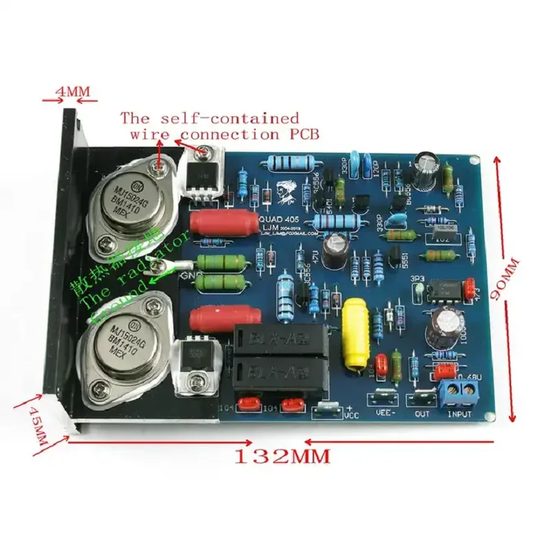 QUAD405  HiFi Dual Channel Audio Power Amplifier Board QUAD405 New And Original MJ15024 Amplifiers