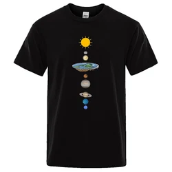 Cosmic Solar System Planets Print Short Sleeve Men Street Casual Tee Clothing Loose Oversized T Shirt Male Summer Cotton Tops