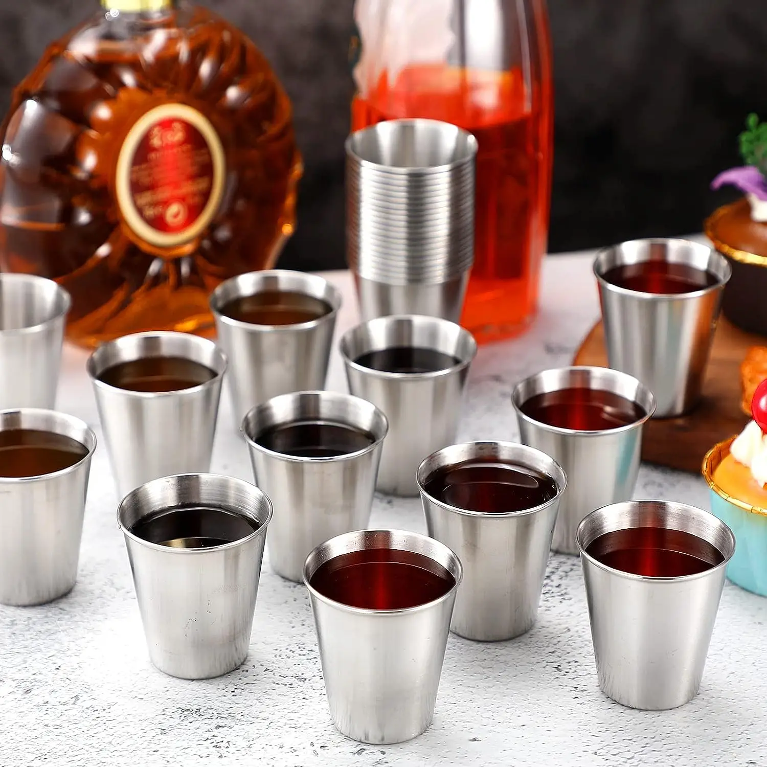 2.5 oz Stainless Steel Shot Glasses Metal Cups Shot Glass for Espresso Whiskey Bar Home Restaurant Camping Barware Gift