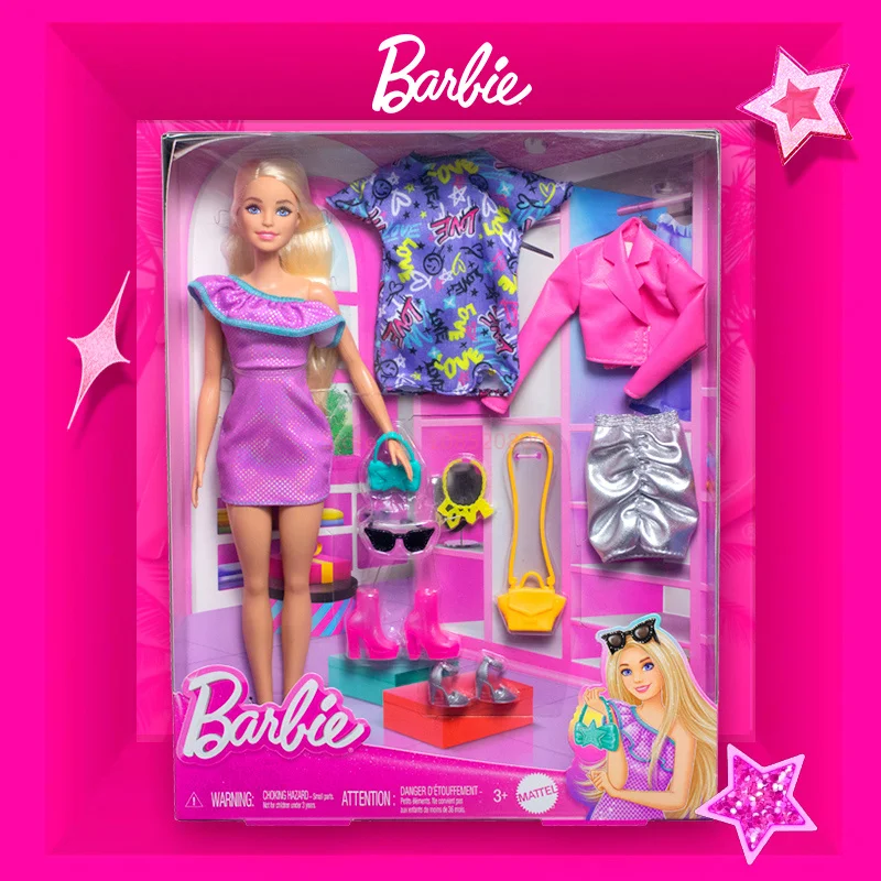 متوفر في المخزون جديد حقيقي باربي موضة مطابقة سحر ساطع هدية صندوق الكرتون الشكل ميلي لطيف دمية المشهد لعبة فستان ألعاب الدمى
