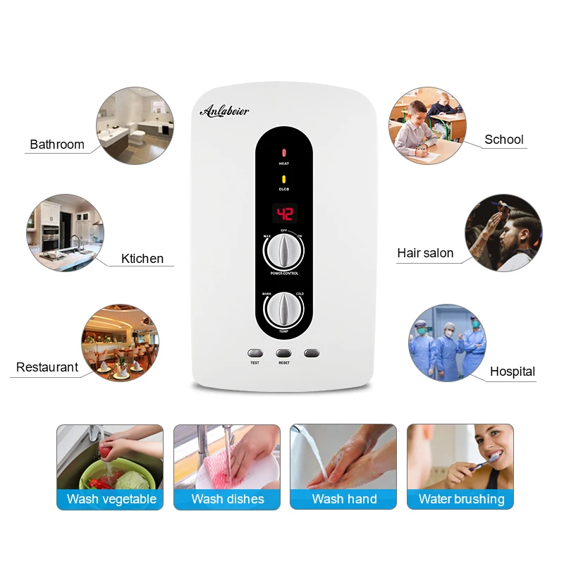 

Лидер продаж Шри-Ланка ABS Anlabeier бренд безрезервуарный для ванной комнаты мгновенный горячий электрический водонагреватель завод с насосом